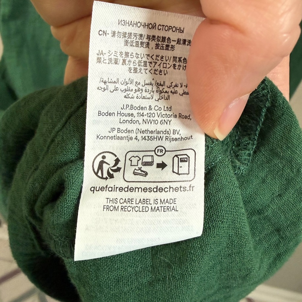 Boden NWT Eve Eden Green Sleeved Double Cloth V-Neck Midi Dress 14R - Picture 13 of 14